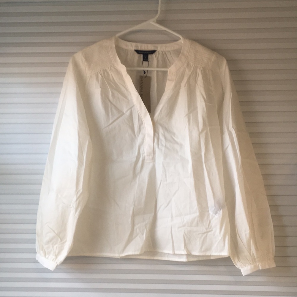 NWT Banana Republic Petite Cotton Balloon-Sleeve Top - Picture 5 of 9